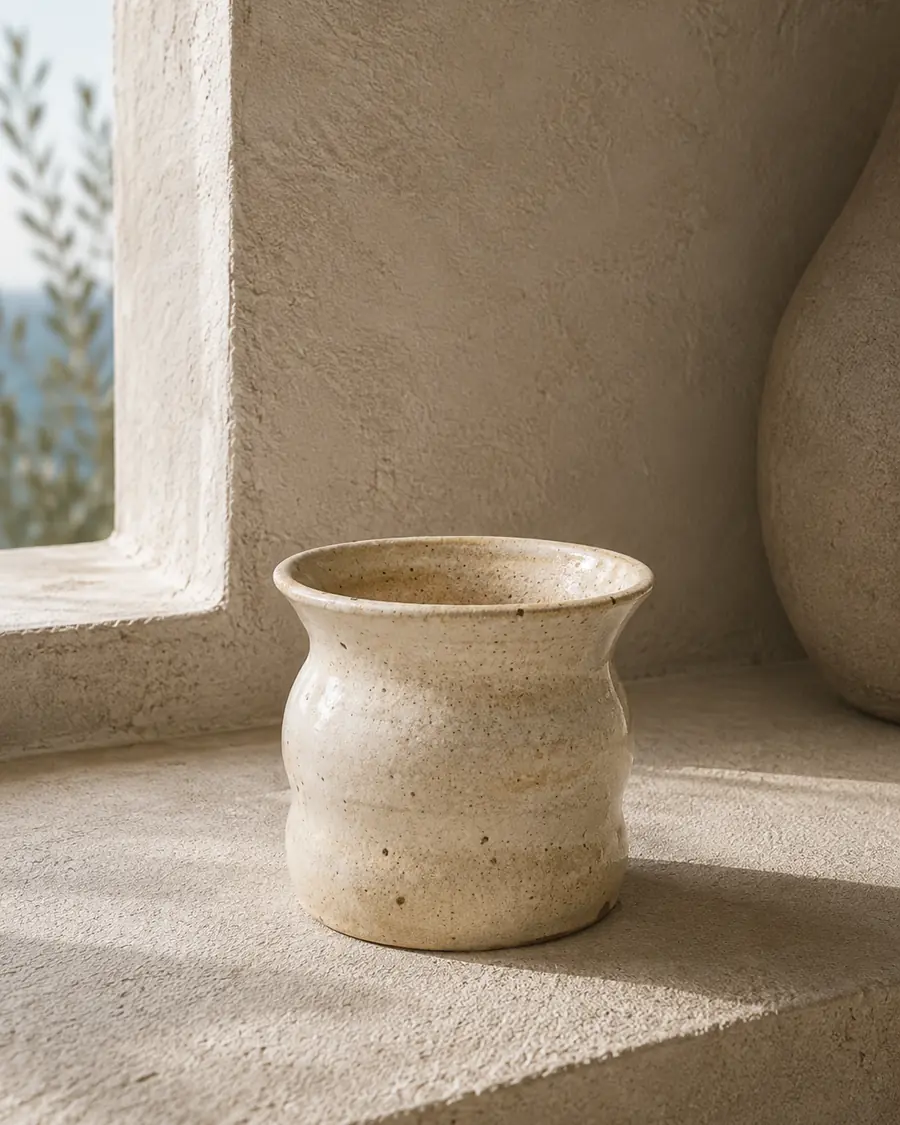 Cream vase with a softly stepped profile